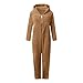 Pajamas Sherpa Lined Solid Color Zip Up Long Sleeve Hooded with Bear Ear Fall Winter Fashion Thermal Casual Clothes