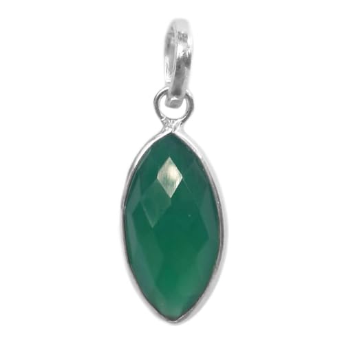 Pendentif en onyx vert de haute qualité et argent 925 Le Luft aux finitions joaillerie