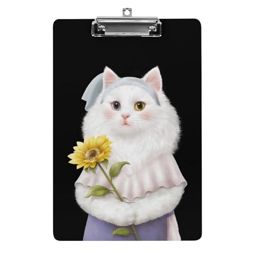 かわいい 白い猫 A4 クリップボード バインダークリップ クリップファイル ファイルボード スケッチボード カルテ記入用 下敷き 書類整理 メモ帳 保管 オフィス用品 用箋ばさみ 用箋挟み 多機能 シンプル 便利