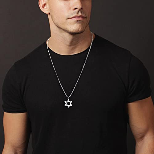 Joxevyia Star of David Necklace Stainless steel David Star Jewish Star Pendant Dainty Religious Necklaces Gifts for Men Guys Son2