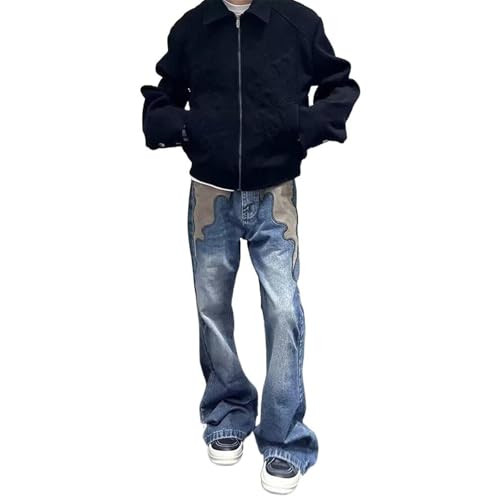 Classic American Retro Autumn Loose Denim Long Pants for Men