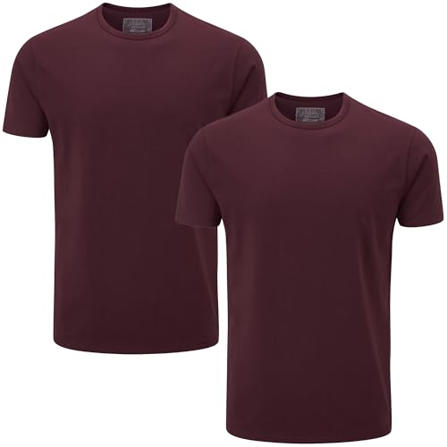 Charles Wilson Herren 2er Packung Elastan-T-Shirts mit Rundhalsausschnitt (XL, Dark Port (0524))