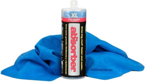 CleanTools the absorber XL 29-Inch x 18-Inch Blue - Synthetic Premium Drying Chamois Cloth for Cars and Trucks - Super Absorbent Scratch-Free and Washable