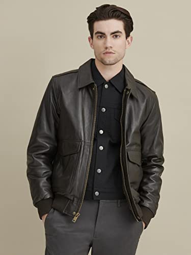 Image of Genuine Leather Jacket for Men | Vikram Bomber Jacket in Black & Brown