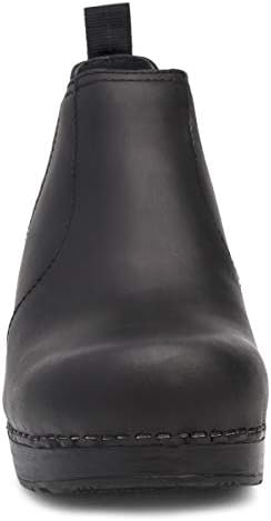 Dansko Frankie Classic Stapled Clog in Ankle Boot Style - Anti-Fatigue Rocker bottom promotes Forward Foot Motion - Premium Leather Uppers for Long-Lasting Wear Black 10.5-11 M US | Image 3