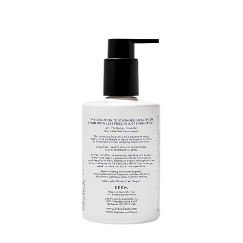 SEEN Frizz + Repair Treatment Mask - Fragrance Free - Fights Frizz, Repairs Damage for Stronger, Smoother, Healthier-Looking Hair - Safe for Sensitive Skin - Image 3