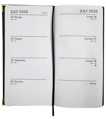 PaulStore 2026 Slim Line Week to View Padded Diary Metal Corner Case Bound (Black) - Image 3