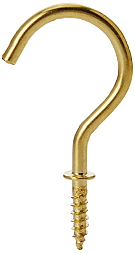 Merriway BH01117 (10 Pcs) EB Brass Plated Shouldered Cup Mug Hooks 38 mm (1.1/2 Inch) - Pack of 10 Pieces