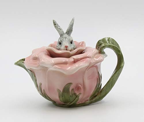Amazon.com: Fine Porcelain Victorian Rose Bunny Rabbit Teapot, 6-7/8