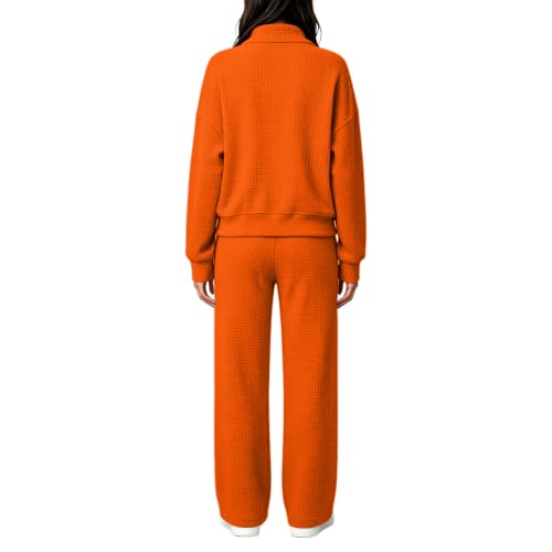 eoeioa 2 Piece Waffle Lounge Set Women Loose Clothing for Older Women - image 3