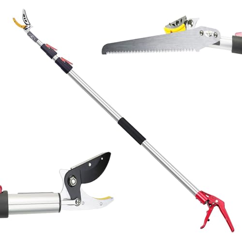 WOOLUCK 1,8-4m Forbici da giardino telescopiche estensibili, Raccogli Frutta Telescopica, Taglio Rami, SK5 3D Lama in Acciaio