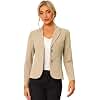 Allegra K Women's Work Office Blazer Long Sleeve Jacket Suit Blazers Khaki