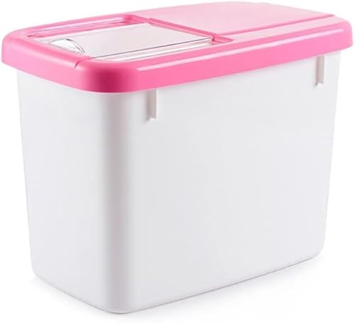 jinxiang ペットフード保存容器ドライフードやキャットフードのための大容量収納ボックス、乾燥剤ケース内蔵、防塵・防湿・防虫、軽量なペットフードバケツ 計量カップ付き 食物缶 貯蔵タンク (ローズレッド,10kg)