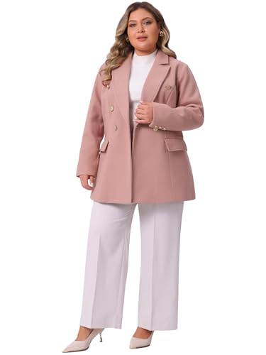 Agnes Orinda Women's Casual Coat for Women Plus Size Notch Double-Breasted Lapel Jacket Outwear Winter Coats3