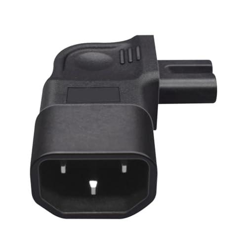 Compact IEC320 C14 to C7 Left Angle Adapter Male to Female Power Connector