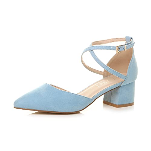 AJVANI Womens Ladies mid Block Heel Cross Strap Evening Mary Jane Court Shoes Size 6 39