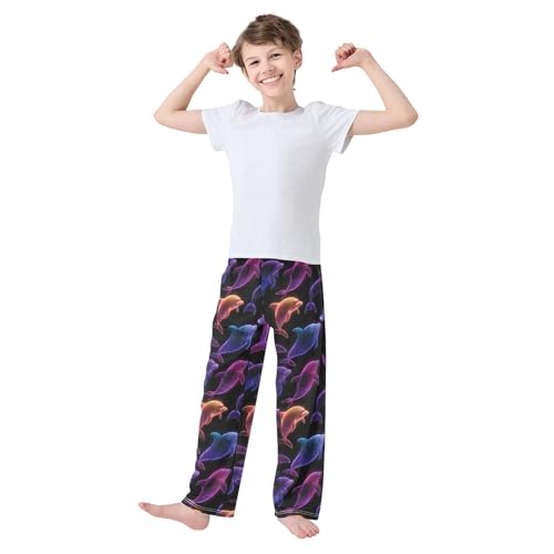 ALAZA Dolphin Neon Black Pajama Lounge Pants Long Sleep Pajama Bottoms with Pockets3