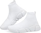 Santiro Mens Slip On Shoes Lightweight High Top Sneakers Casual Breathable Walking Tennis Workout Shoes Gym Athletic Shoes White 10 US