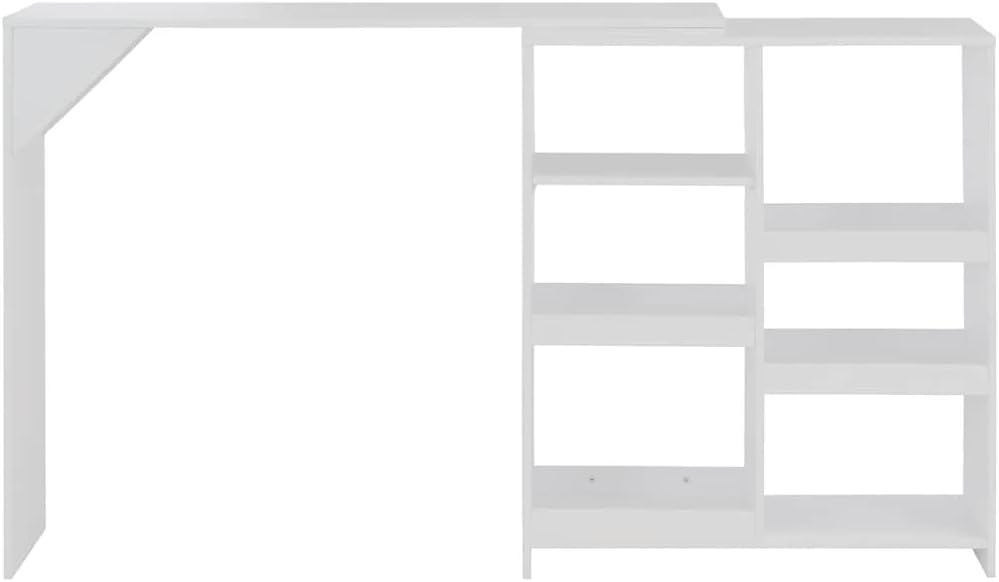 vidaXL Bar Table, Pub Table for Kitchen Home Dining Room Breakfast, Bistro Table with Moveable Shelf, Dining Furniture, Modern Style, White