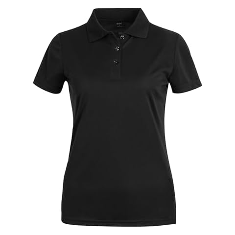 MOHEEN Women's Short Sleeve Polo Shirts Moisture Wicking Performance Athletic Golf Polo (Black, XL) Cover