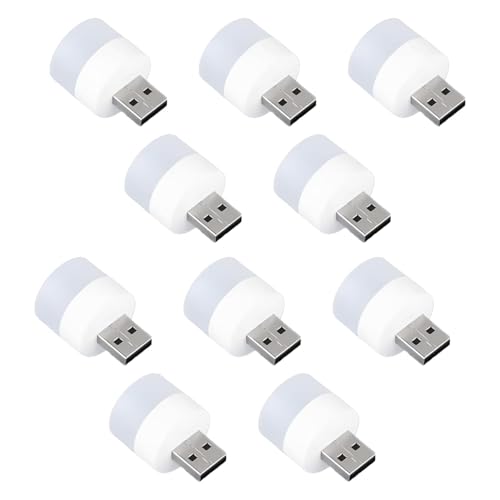 Image of Plastic USB LED Lamp Night Light, Plug-in Mini Portable LED Nightlight for PC, Laptop, Power Bank & USB Ports, Soft Glow Low Power Lighting, Pack (USB Light Pack of 10)