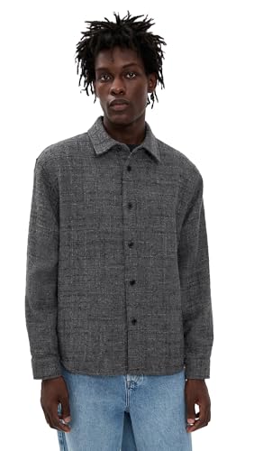 FRAME Men's Tweed Overshirt, Grey Melange, L at Amazon Men's