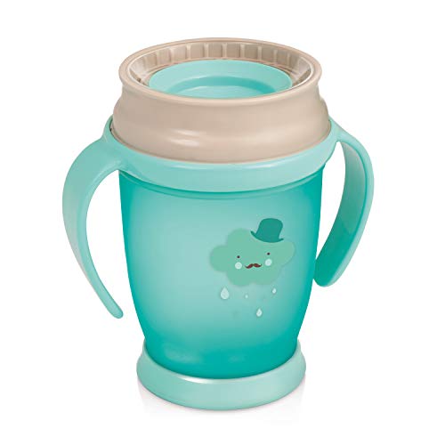 LOVI Tazza per Bambini 360 Retro Baby Boy Junior | Bicchiere Bambino 12+ Mesi | 250 ml | Protezione Antibatterica SteriTouch | Maniglie Profilate | Antigoccia Sistema di Tenuta | Senza BPA | Verde