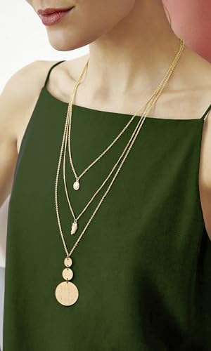 PEARLADA 18k Gold Chain Long Necklace, Boho Sweater Necklace for Women, Geometric Pendant Y Necklace2