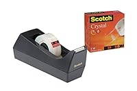 Scotch C38 Tischabroller Crystal Klebeband, Schwarz, Standard, 1 Rolle, 19 mm x 10 m