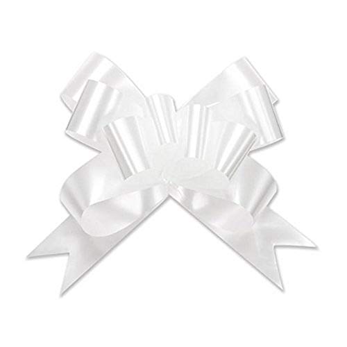 Berwick Offray Butterfly Ribbon Pull Bow, 4'' Diameter with 8 Loops, White 100 Pieces