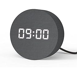 Ofertas De Alarmas aboveClock Reloj Despertador Digital, Despertador Digital, Reloj de Mesa con 3 alarmas y repetición, Control de Sonido, Pantalla LED, Funciona con USB, Mini Despertador de Madera para Dormitorio