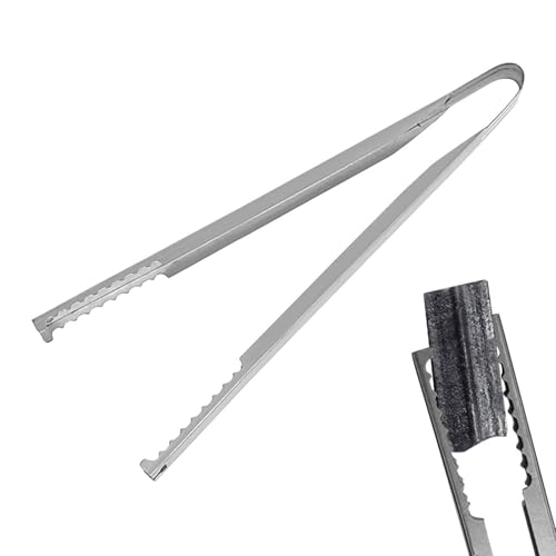 Samuliy Pince à barbecue – Pince à charbon en acier inoxydable | Pince portable longue pour cheminée, pince à charbon robuste pour la cuisine, le barbecue, le feu de camp le camping