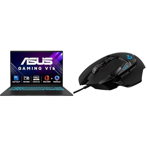 Image of ASUS Gaming V16 Gaming Laptop,14th Gen Intel Core 5 210H+6GB RTX 4050,16GB RAM,512GB SSD with Logitech G502 Hero Gaming Mouse, Wired, 25000 DPI Programmable