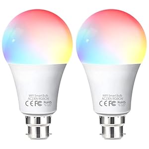 Fitop WiFi Smart Bulbs Alexa Light Bulb B22 Bayonet, Dimmable White and Colour Changing Light Bulb, 9W 806LM=80W RGBCW…