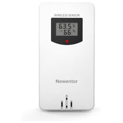 Newentor Indoor Outdoor Wireless Remote Sensor, High Accuracy Temperature and Humidity Meters, Easy to Read, Indoor Outdoor Thermometer 3 Channels, Available for Q3/FJ3378, Q5/FJ3383B, Q6, White Cover