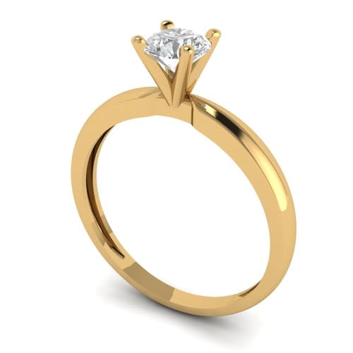 0.5 ctw Round Cut Solid Gold Engagement Ring for Women - 14K Yellow Gold - Moissanite Wedding Promise Ring for Her2