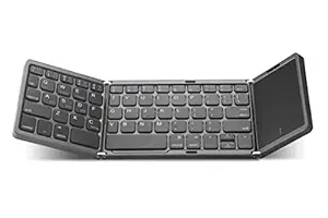 SODLK Portable Wireless Bluetooth Folding Full Size Keyboard with Big Size Touch pad Gestures Support, Ultra Slim Pocket Size, Rechargeable, for iOS, Android and Windows, Smartphones (Compact)