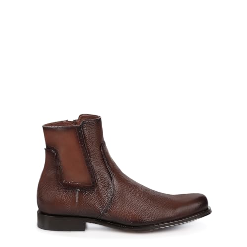 FRANCO CUADRA Men's Chelsea Boots in Genuine Deer Leather Brown