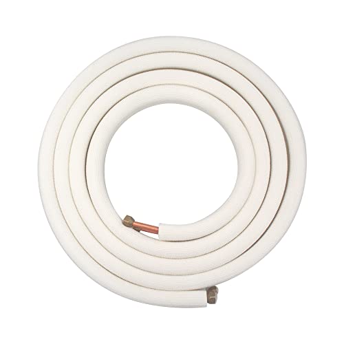 Image of 33 Ft Mini Split Line Set,Air Conditioning Copper Tubing Pipe Extension,1 /4 inch & 1 /2 inch 3 /8 inch PE Thickened for AC and Heating Equipment Insulated with Nuts. (1 /4+1 /2)