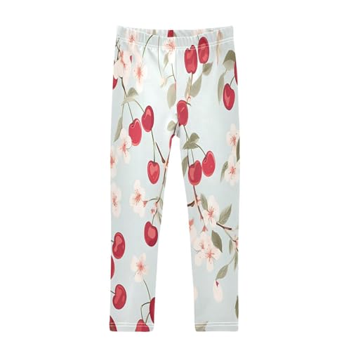 Bolaz Toddler Girls Leggings Printed Yoga Pants Leggings Cherry White Floral for Kids