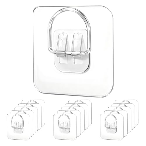 Image of 15 Pack Plate Hangers for The Wall - Invisible Adhesive Hanger for Display, Premium Adhesive Picture Hangers for Decorative Plates, Photo Frames, Paintings & Wall Art, 2.67x2.67 in