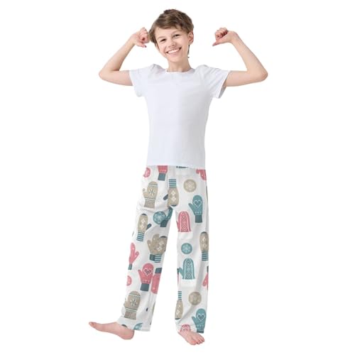 Boys' Pants Christmas Winter Knitted Mittens Long Bottom Jogger Pants Elastic Waist Trousers with Pockets S-XL2