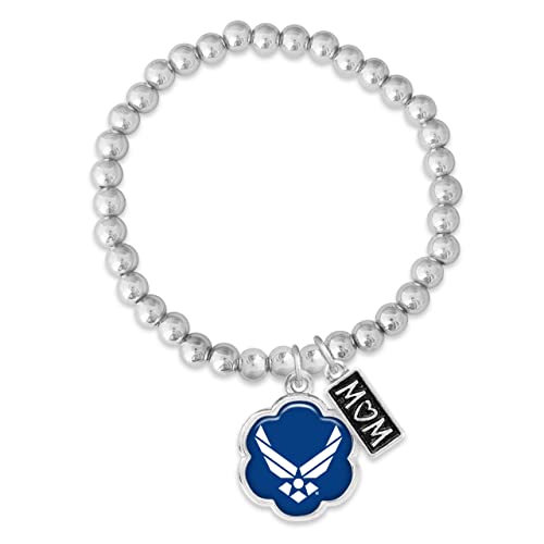 U.S. Air Force Hazel Mom Charm Bead Stretch Bracelet Jewelry Gift USAF