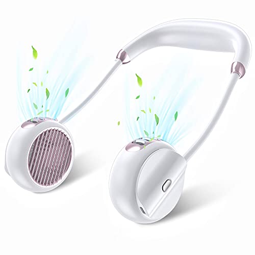 Portable Neck Fan, Personal Bladeless Small Fan, Rechargeable 360Â° Cooling Fan, Wearable Hands Free USB Fan Quiet 3 Speed Adjustable for Travel Sports Outdoor (pink)