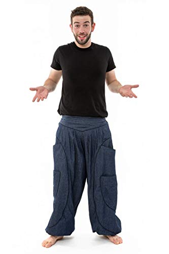 FANTAZIA Sarouel Baggy Aladin Blue Jean et Coton Noir Homme Femme - Taille Unique Bleu Cover