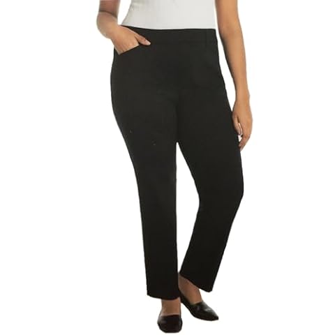 Hilary Radley Women's Mid-Rise Tummy Control Pull On Pant (US, Alpha, Small, Regular, Regular, Black Texture) Cover