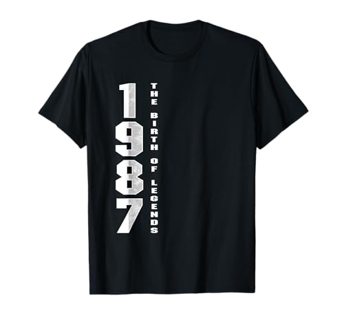 Regalo de cumpleaños con texto en inglés «Born in 1987» de The Birth of Legends Camiseta