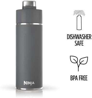Ninja Thirsti Water Bottle and Flask 700 ML With Leak-Proof Lid, Designed For Carbonated, Hot & Cold Drinks, Ideal For Travel & Sports, Triple Insulated, Stainless Steel Bottle, Grey, DW2401EUUKGY - View 8