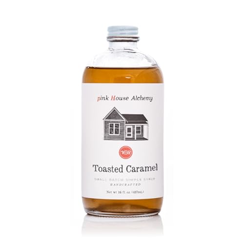 Image of Pink House Alchemy Toasted Caramel Simple Syrup, 16 oz, Handcrafted | Small-Batch All-Natural Mixer for Cocktails, Coffee, Mocktails, Baking, All Holidays Gourmet Gift, Made in Arkansas U.S.A.