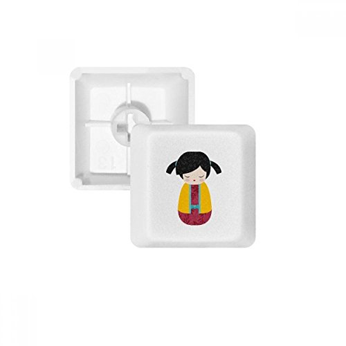 Keycap PBT Art Poupée Japonaise Touche R1 Jaune et Blanc pour Personnaliser son Clavier